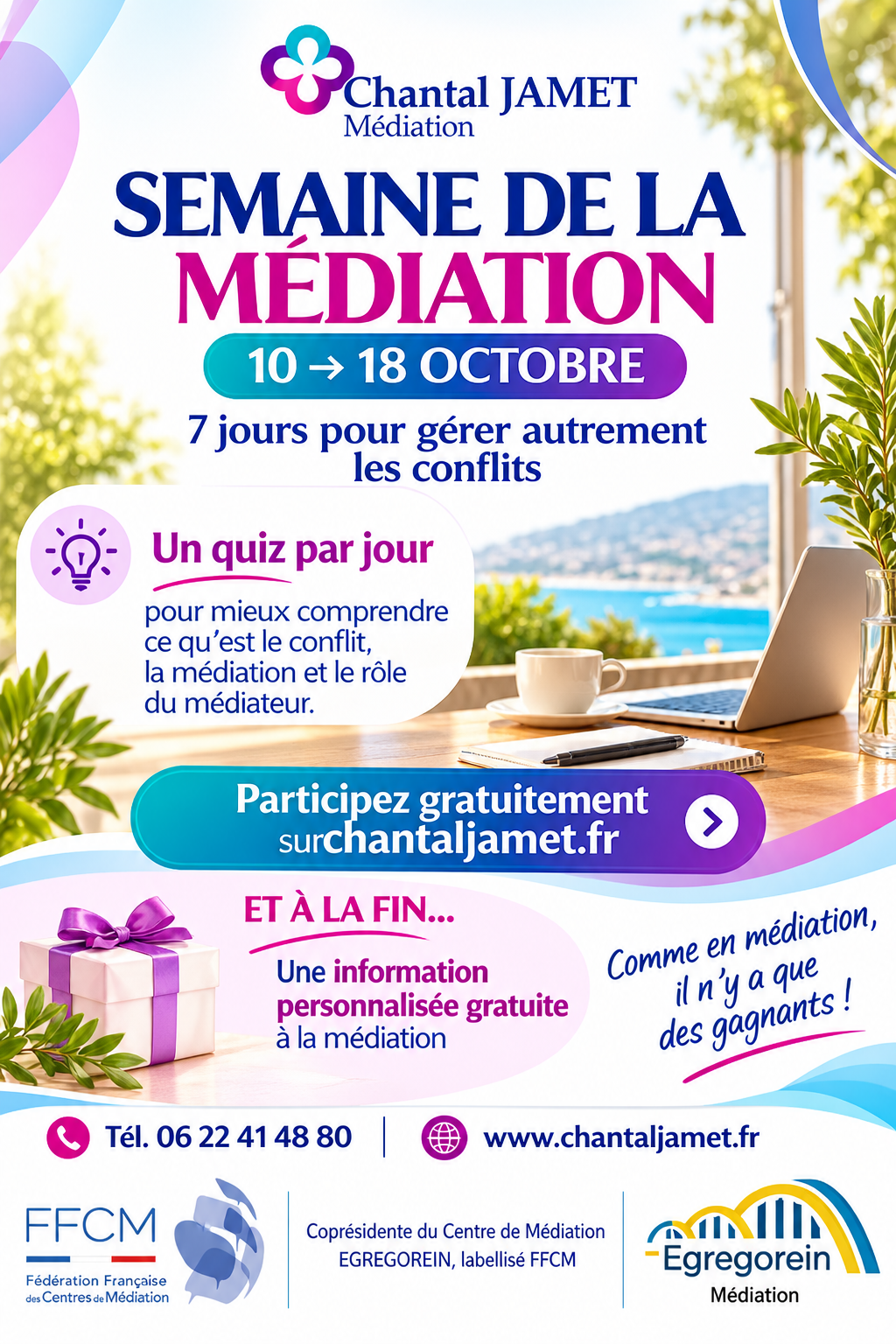 Affiche colorée de la Semaine de la médiation